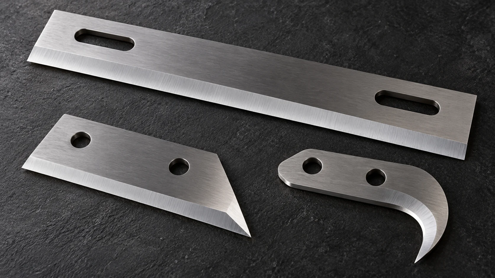 Nanjing Dete - Straight, angled and hooked industrial knives with mounting holes and slots
