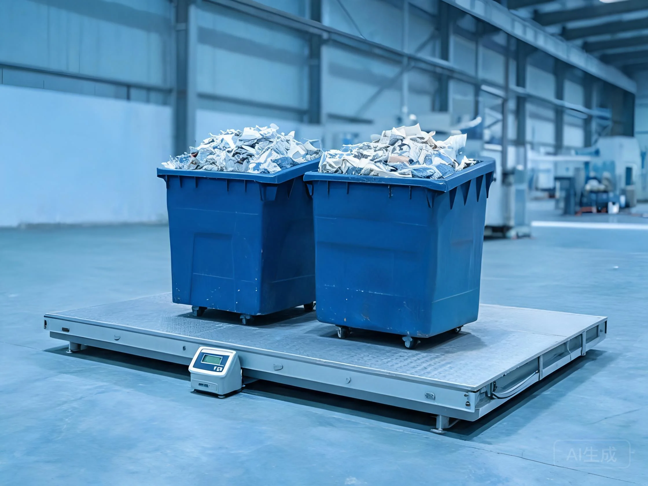Nanjing Dete - Plastic scrap bins and floor scale for industrial shredder capacity planning